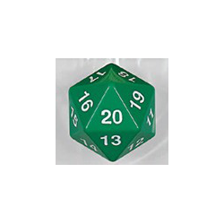 Spindown d20 dice, 55mm - Green