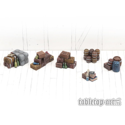 Tabletop-Art: Stacked Boxes And Barrels - Set 2 (6)