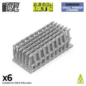 Green Stuff World: 3D Printed Resin Set - Small Wooden Ladders (6) (1:48-1:35)