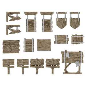 Green Stuff World: 3D Printed Resin Set - Wood Signs (16) (1:48-1:35)