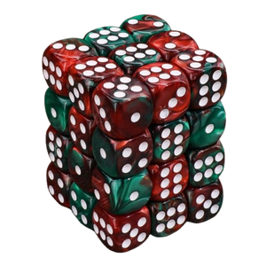 Vaettir Workshop: D6 Dice Cube 12mm Red-Green/white (36)