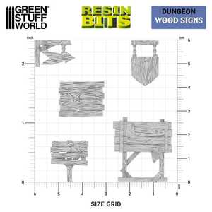 Green Stuff World: 3D Printed Resin Set - Wood Signs (16) (1:48-1:35)