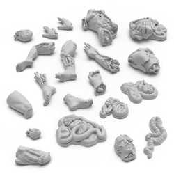 3D printed set - Severed Body Parts (1:48) (30)