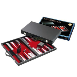 Backgammon red, large, synthetic leather