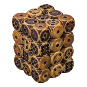 Vaettir Workshop: D6 Dice Cube 12mm Ancient Gold/black (36)