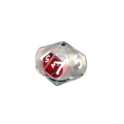 Double Dice d10 Clear Shell w/Internal Translucent Red/white d10