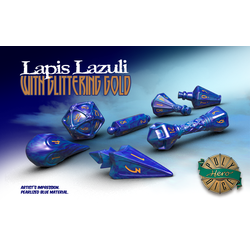 PolyHero Dice: 1d20 Wizard's Hat - Lapis Lazuli with Glittering Gold