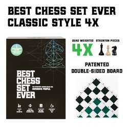 Best Chess Set Ever XL 4x Classic (Double Sided Black/Green Board) (schack)