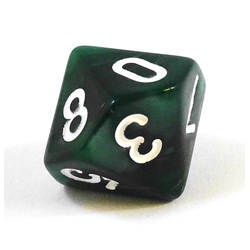 Pearl Dice: Green/White (d10, 0-9)