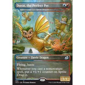 Magic löskort: Ikoria: Lair of Behemoths: Sprite Dragon (Dorat, the Perfect Pet)
