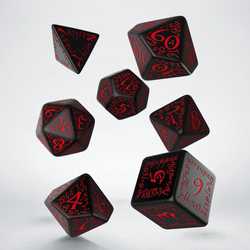 Elvish Black & red Dice Set (7)