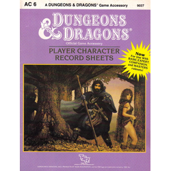 D&D: AC6, Player Character Record Sheets (1985)