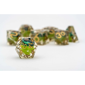 Metallic Dice:  Elixir Liquid Core Dice Set (7) -Dragon Stare