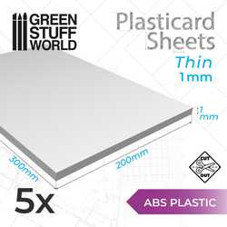 ABS Plasticard A4 - Plain 1mm Sheets (5)