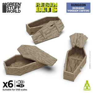 Green Stuff World: 3D Printed Resin Set - Dungeon Wooden Coffins (3) (1:48)