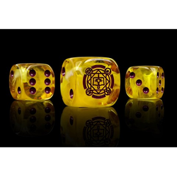Conquest: Sorcerer Kings Faction Dice, Translucent Yellow with Magenta Pips (25)