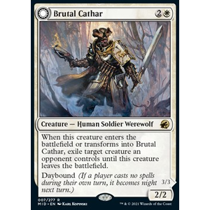 Magic löskort: Innistrad: Midnight Hunt: Brutal Cathar // Moonrage Brute