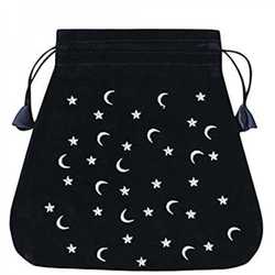 Moon And Stars Black Velvet Bag for Tarot Cards (200 x 200 mm)