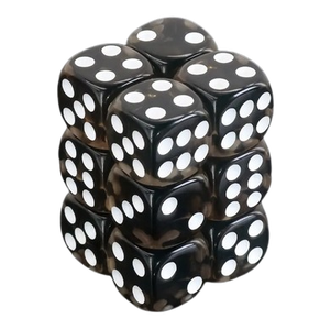 Vaettir Workshop: D6 Dice 16mm Translucent Black/white (12)