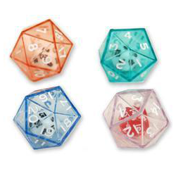 Double Dice d20 Clear Shell w/Internal Translucent Red/white d20