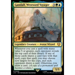 Magic löskort: Commander: The Lord of the Rings: Tales of Middle-earth: Gandalf, Westward Voyager (Foil)