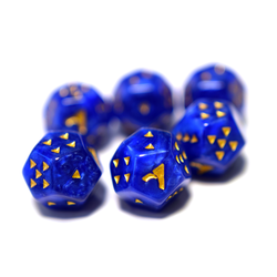 Alphaspel: 12-Sided Double D6 - Pearl Blue/Gold (6)