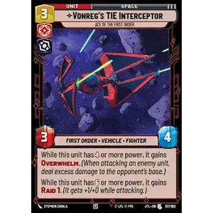 Star Wars: Unlimited Löskort: Jump to Lightspeed: Vonreg's TIE Interceptor, Ace of the First Order