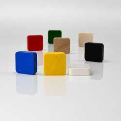 Game Pieces: Squares - Green (Wood) (10)