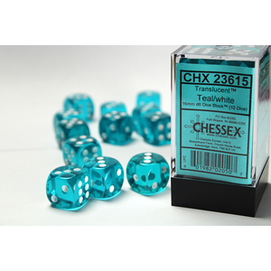 Translucent: Teal/white (12-die set)