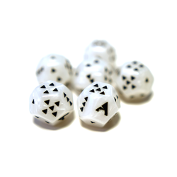 Alphaspel: 12-Sided Double D6 - Pearl White/Black (6)