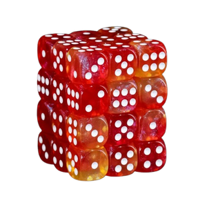 Vaettir Workshop: D6 Dice Cube 12mm Translucent Fire/white (36)