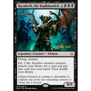 Magic löskort: Hour of Devastation: Razaketh, the Foulblooded (promo foil)