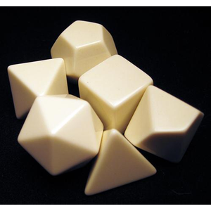 Opaque Polyhedral White set of 6 blank dice