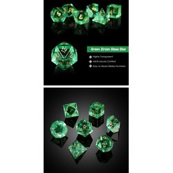 Glass Dice Set - Emerald Zircon (7)