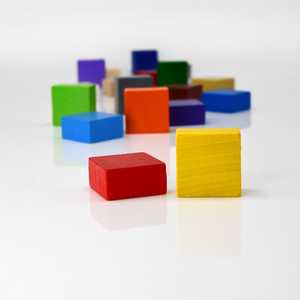 Game Pieces: Squares Angular - Orange (Wood) (10)