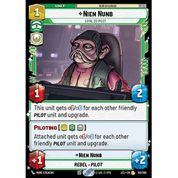 Star Wars: Unlimited Löskort: Jump to Lightspeed: Nien Nunb, Loyal Co-Pilot (v.1)