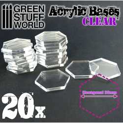 Acrylic Bases - Hexagonal 30mm CLEAR (20)