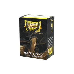 Card Sleeves Standard Matte Dual Black & Gold (100 in box) (Dragon Shield)