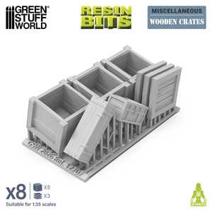 Green Stuff World: 3D Printed Resin Set - Wooden Crates (5) (1:35)