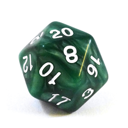 Pearl Dice: Green/White (d20)