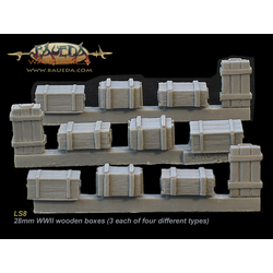WWII Wooden Boxes (28mm)