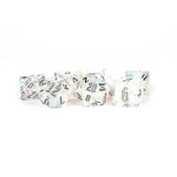 Metallic Dice: PREMIUM Handcrafted Sharp Edge Inclusion 7-Dice Set - Pyre and Ice