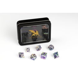 Razor Series Dice: Iridescent Clear, Glitter Core  7-die Set