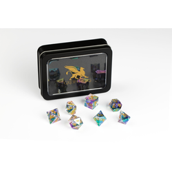 Razor Series Dice: Iridescent Blue, Glitter Core  7-die Set