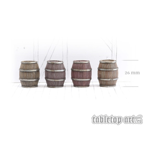 Tabletop-Art: Wooden Barrels Set 3 - Big Barrels (4)