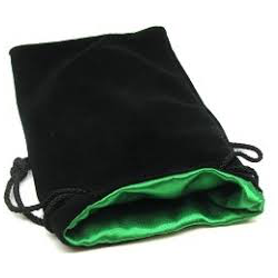 3,75" x 4" Velvet Bag Green inside/Black outside