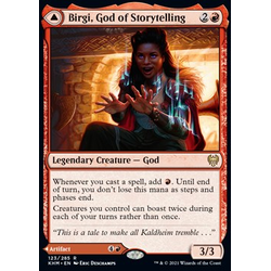 Magic löskort: Kaldheim: Birgi, God of Storytelling // Harnfel, Horn of Bounty (Foil)