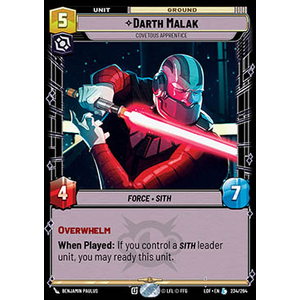 Star Wars: Unlimited Löskort: Legends of the Force: Darth Malak, Covetous Apprentice