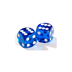 Precision Dice for Backgammon: Dark-Blue with White Pips 16mm Pair (2 st)