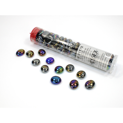 Chessex Glass Stones: Iridized Opal Black (~40st i ett in 5½" rör)